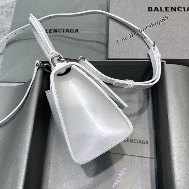 Balenciaga專櫃新款mini號手提肩背女包原單沙漏包 巴黎世家平紋白銀扣沙漏包 fyj1408